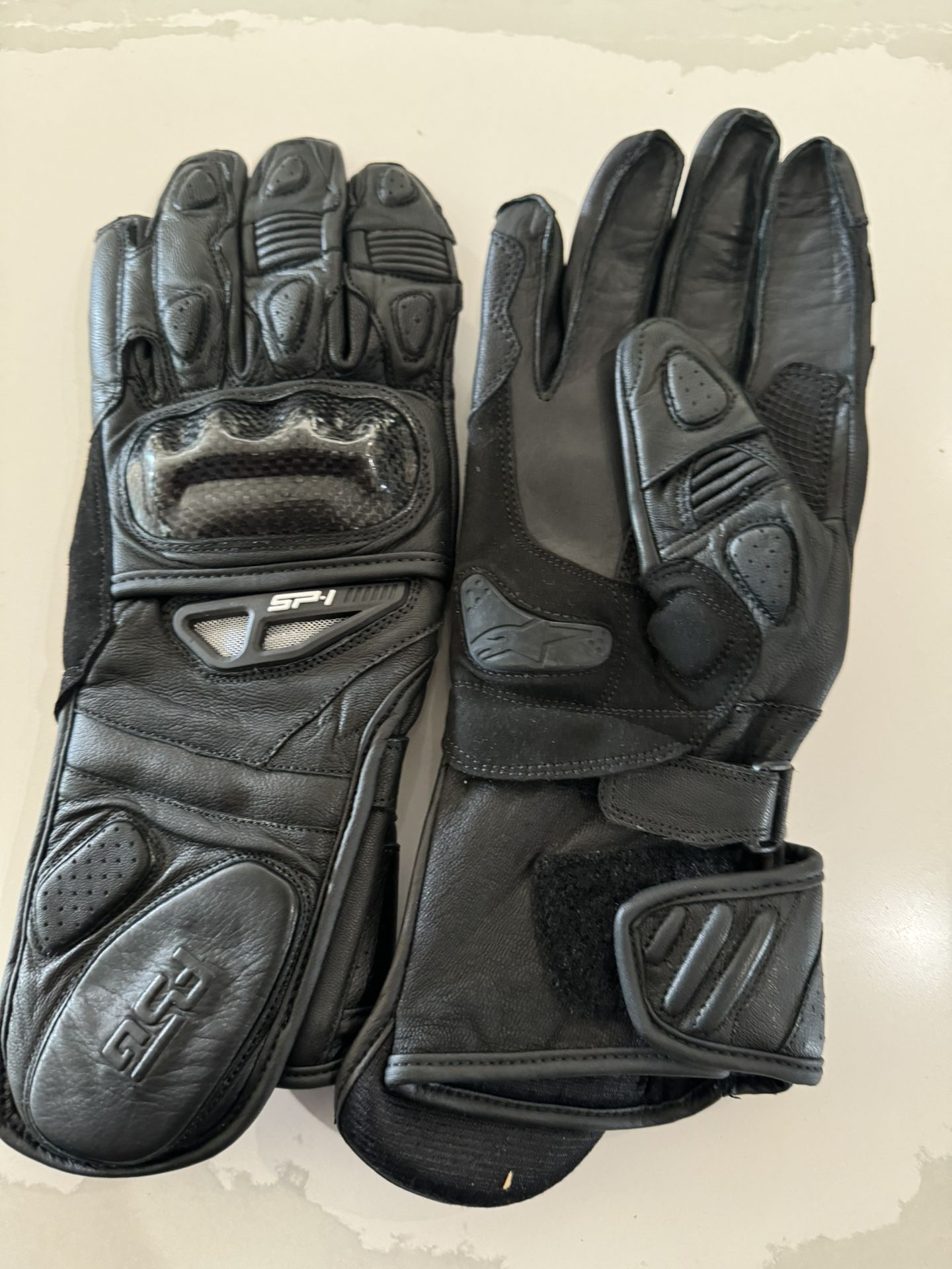 New Black Leather Motorcycle Gloves