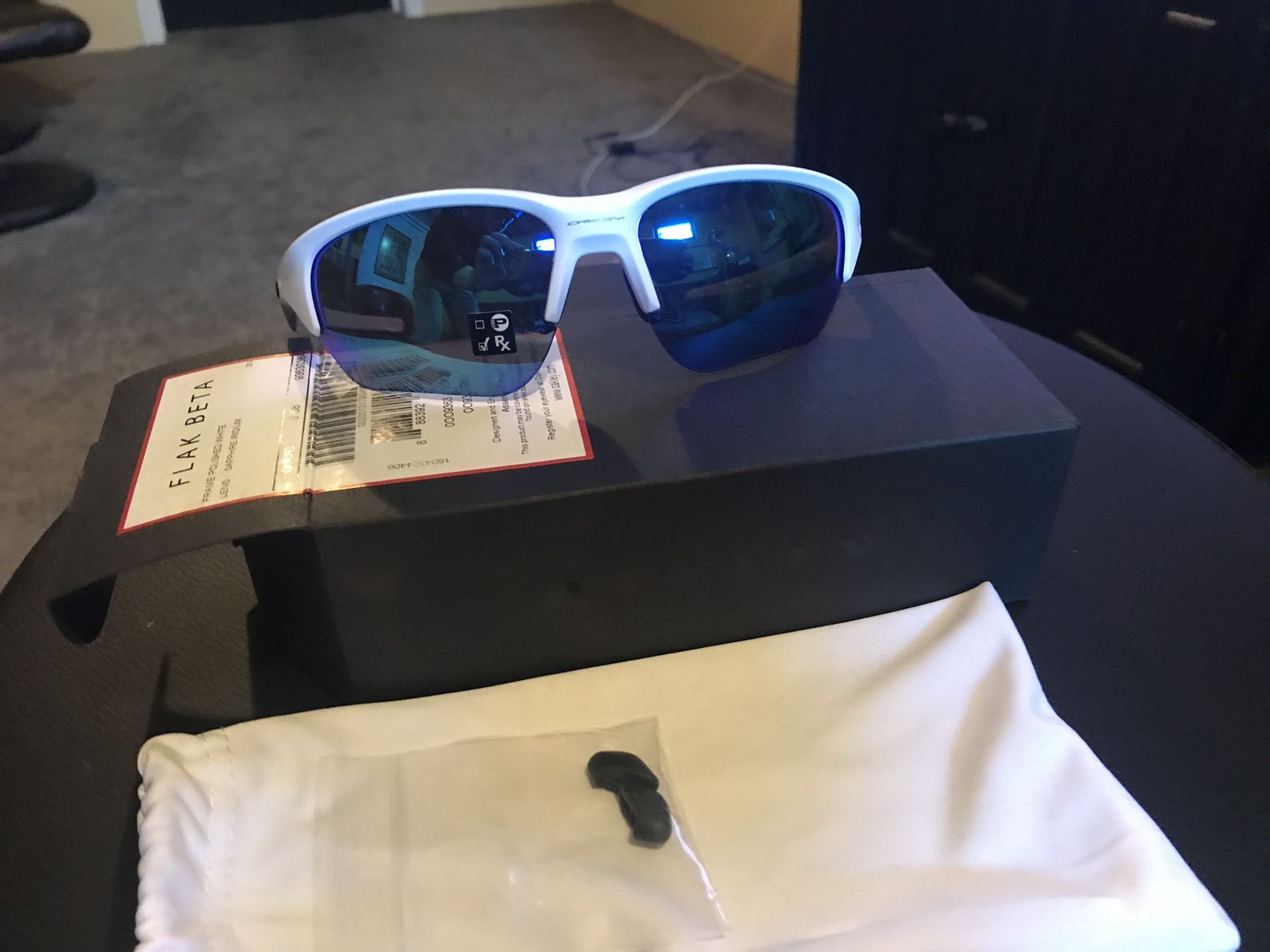 Men’s Oakley Flak Beta Polished White/Sapphrine iridium