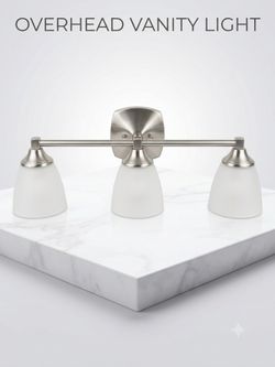 3-Light Brushed Nickel Vanity Light with Frosted Glass - $10