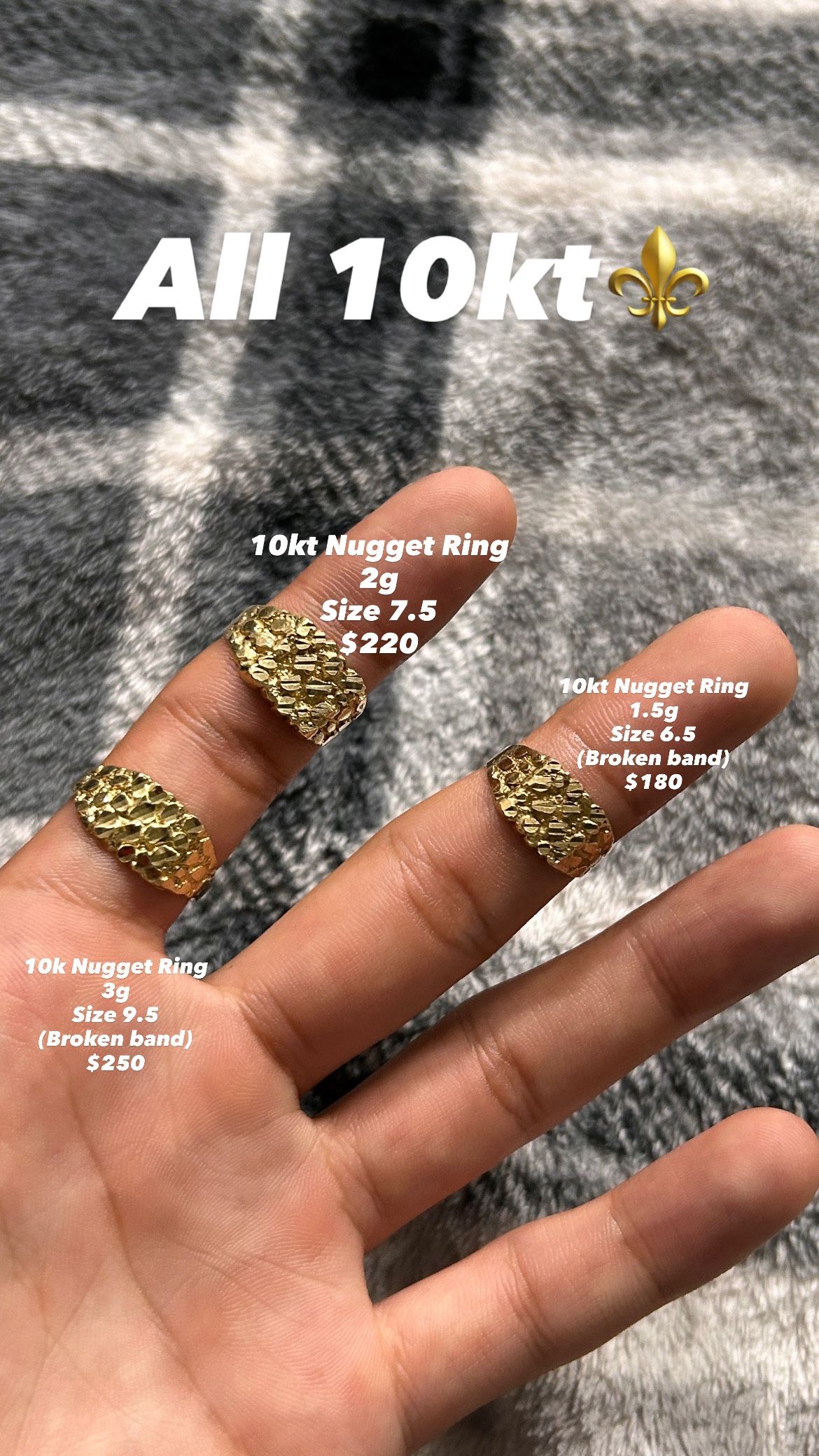 10k Nugget Rings Read Description