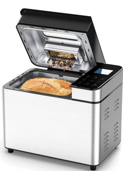 25-IN-1 Bread Maker with Recipes, 2lb Automatic Bread Machine with Visible Lid, Automatic Nut Dispenser/One-Touch Control/13 Hours Delay Timer, Easy t