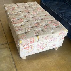 Custom Tufted Fabric Ottoman W/ Storage