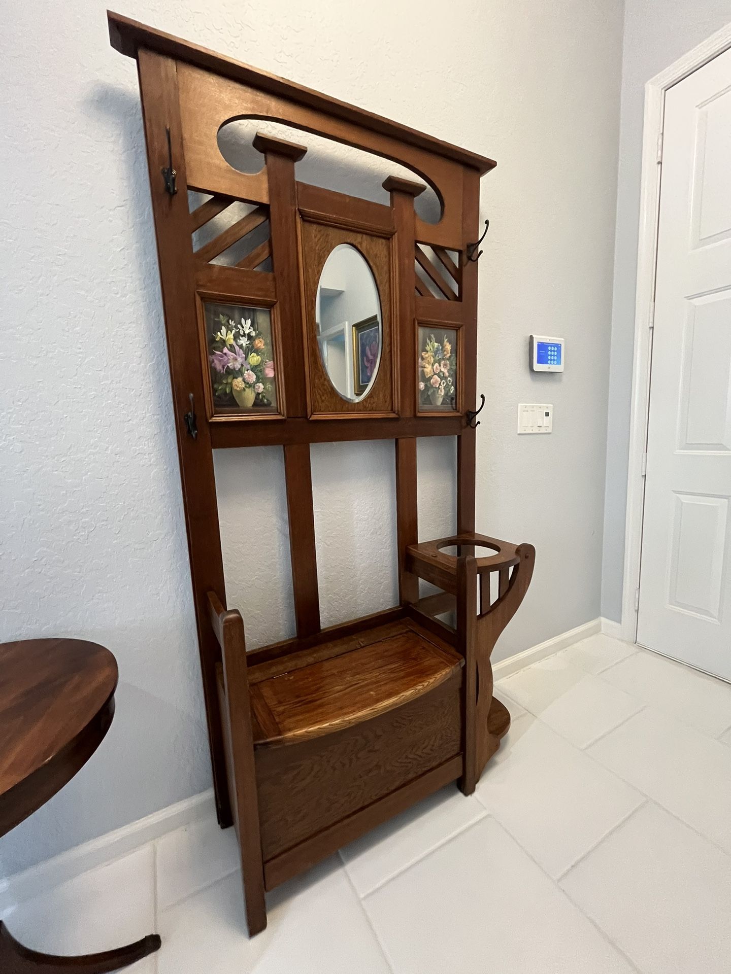 Hall Tree with Mirror & Storage Coat Hanger