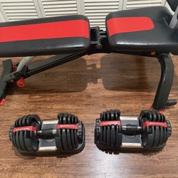 Bowflex SelectTech 5.1s Bench And BowFlex SelectTech 552 Dumbbells
