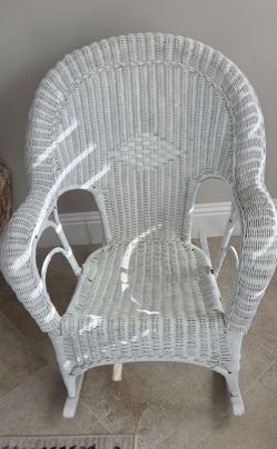 White wicker rocking chair