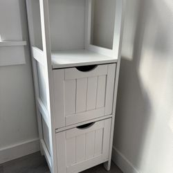 White Bathroom Storage Cabinet (Slim Organizer)