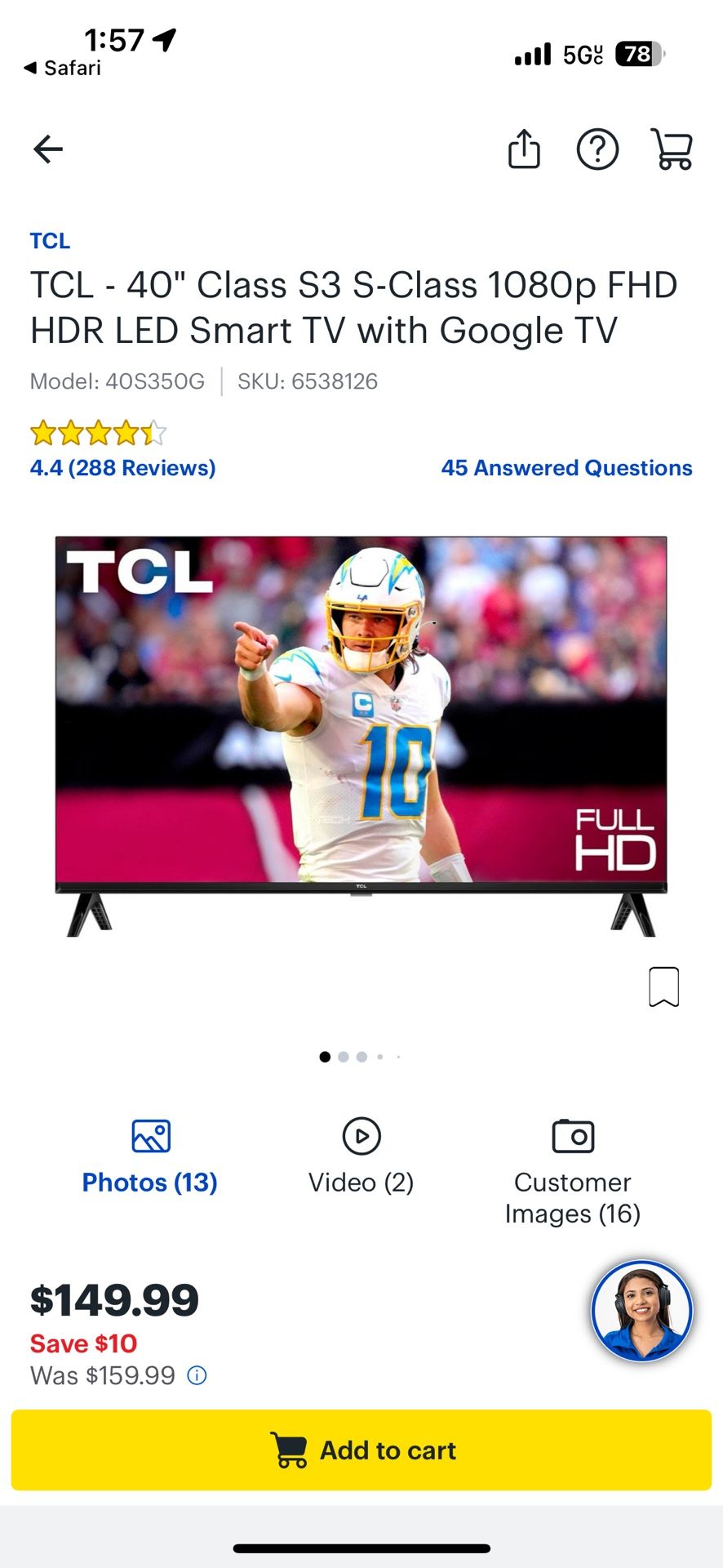 Tcl 40 inch smart tv