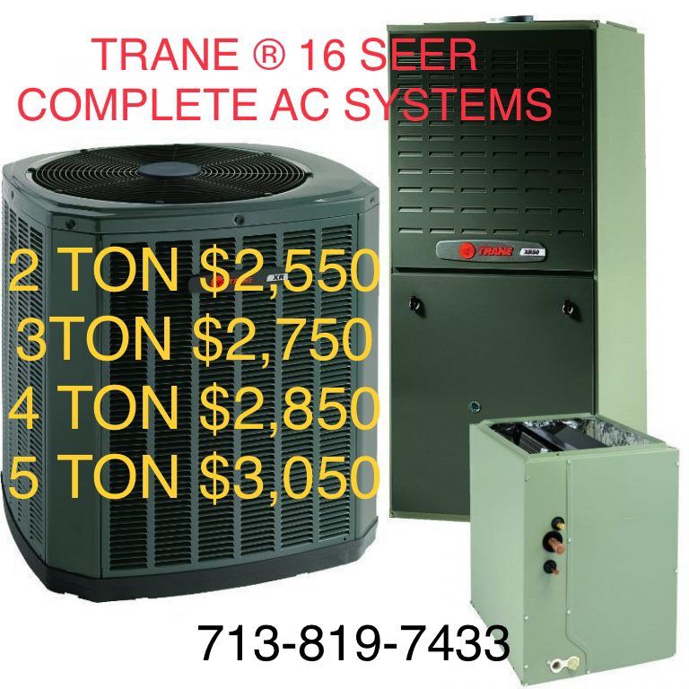 TRANE 16 SEER AC SYSTEMS Condenser evaporator coil and gas furnace or air handler