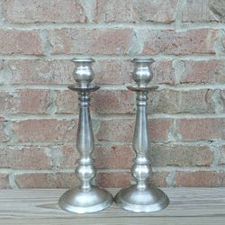 Vintage Silver-Tone Upper Drip Candlestick Holders 