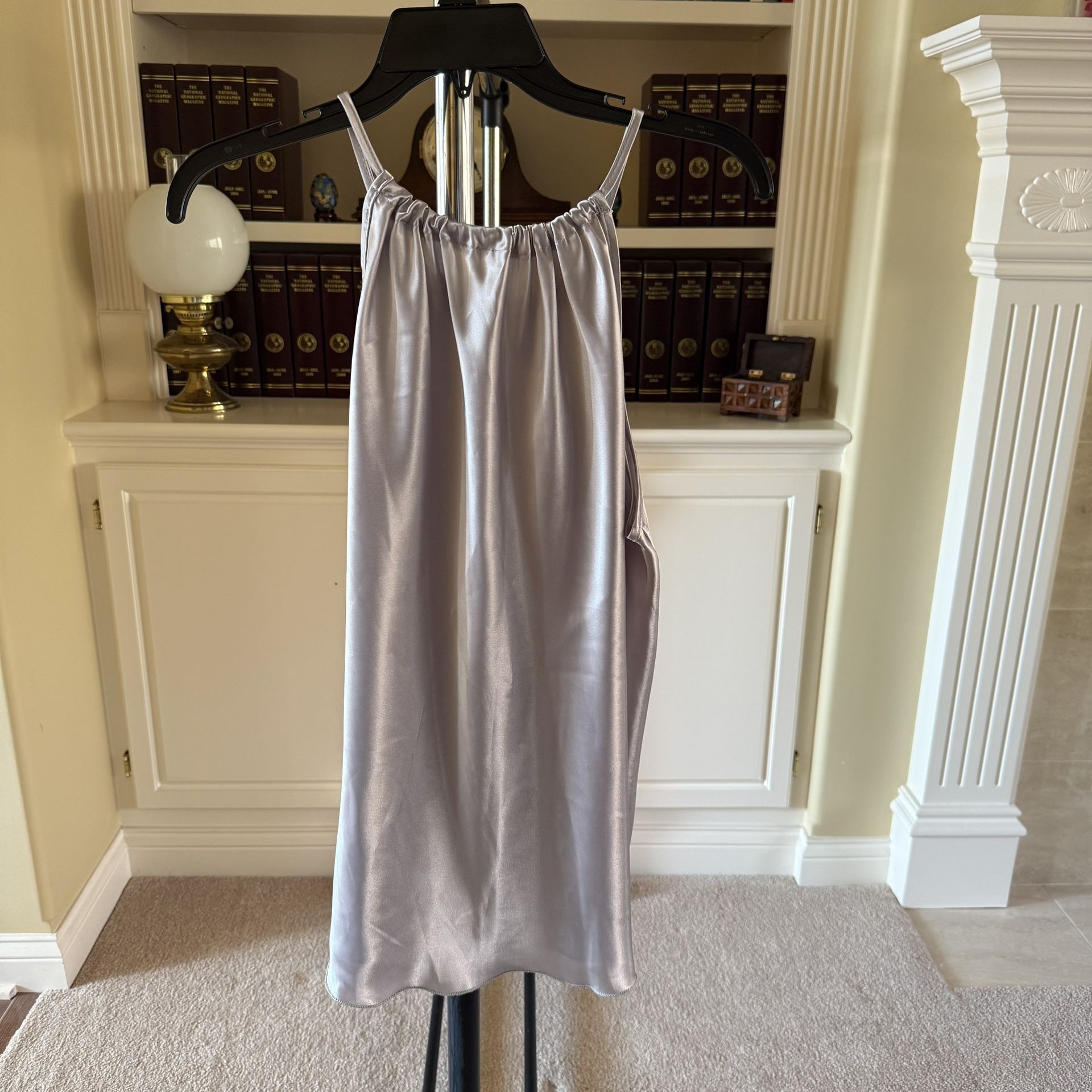 Women’s Gray Satin Halter Top