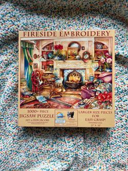 Fireside Emrboidery 1000 piece puzzle