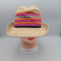 Unbranded MulticolorStraw Trilby FedoraHat Size 54cm
