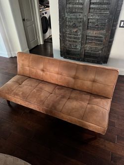 Mid- Century Modern Faux Leather Futon
