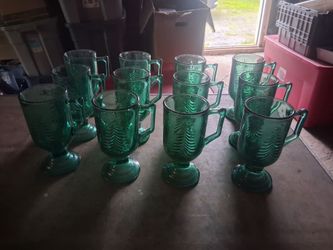 Vintage aqua Indiana pedestal glasses