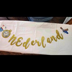 Alice In Wonderland  Onederland Garland with 7 Cut outs