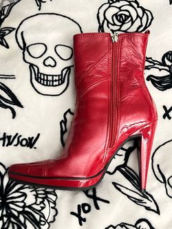 Red Patent Leather Stiletto Ankle Boot