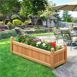 46" Wooden Raised Garden Bed Rectangular Planter Box, 1pcs