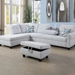 Modern Grey and White L-Shaped Sectional Sofa