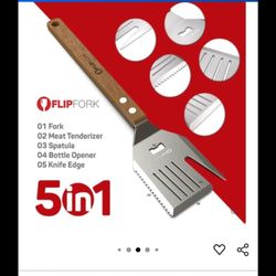 5 in 1 Grill Spatula with Knife, Fork, Bottle Opener and Turner BBQ Tools