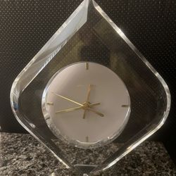 Mid Century Modern Lucite Desk Clock | MCM Clear Clock, Ascent Timing Mantel Clock