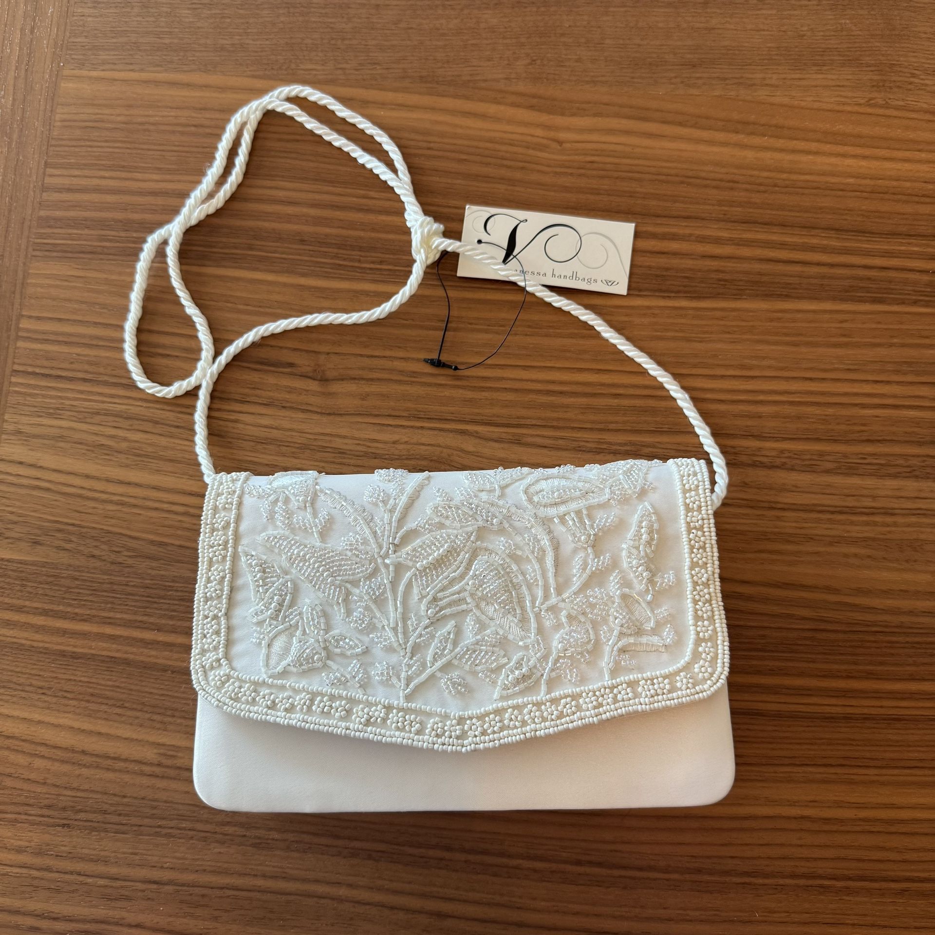Vintage ivory Vanessa beaded bag