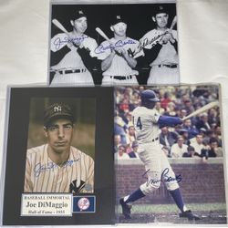 Joe Dimaggio Mickey Mantle Ted Williams Ernie Banks Signed 8x10 Autographed Baseball Photos w COA’s!