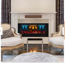 30” Electric Fireplace , Wall Mounted,13 Flame Colors, Thermostat in Black W-71