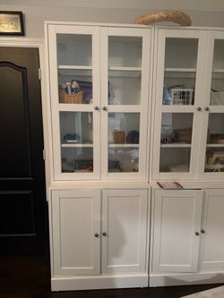 White IKEA HAVSTA Storage Cabinet with Glass Doors - 7 Units Available - Pantry, Office, Game Room