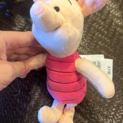 Disney Store Piglet Plush Winnie the Pooh Stuffed Animal Bright Pink Lovey