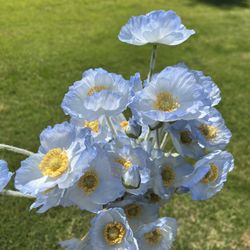 Artificial Light Blue Poppy Flower Wedding Centerpiece