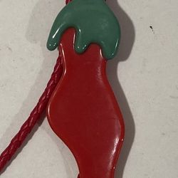 Vintage Bolo Tie Red Hot Chili Pepper Signed