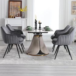 New Set of 2 Swivel Dining Chairs, Velvet Dining Chairs with Tufted Back, Modern Kitchen Dining Room Chairs, Upholstered Dining Chairs for Dining Room