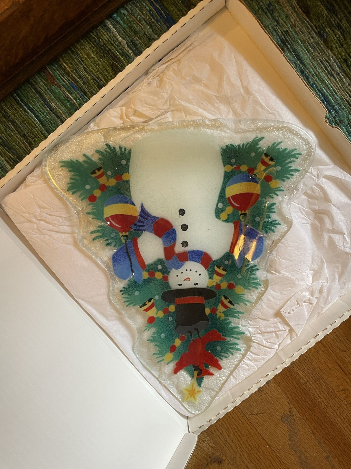 Peggy Karr Christmas Snowman Tree Platter