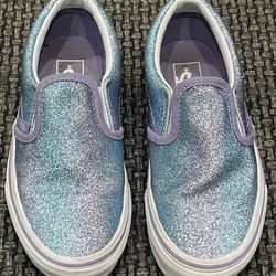 Vans  Girls Purple/Blue Glittery Slip On Sneakers Size 13