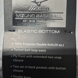 (BB - 46A)  MIZUNO ADULT SHORT BASEBALL PANT GRAY SIZE SMALL 