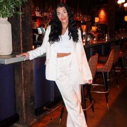 12th Tribe Women's Madison White Satin Pantsuit Medium