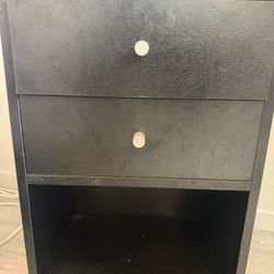 Nightstand with 2 Drawers Black