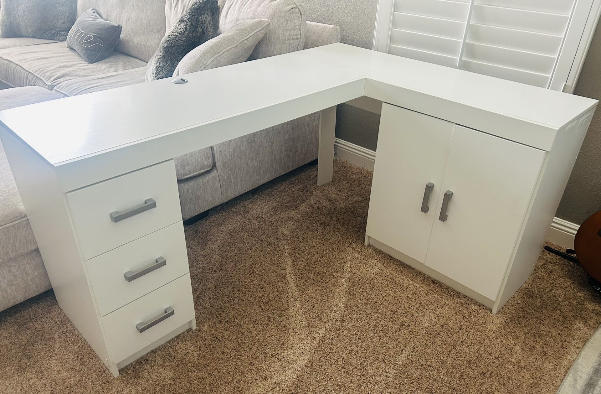 White LShape Computer desk