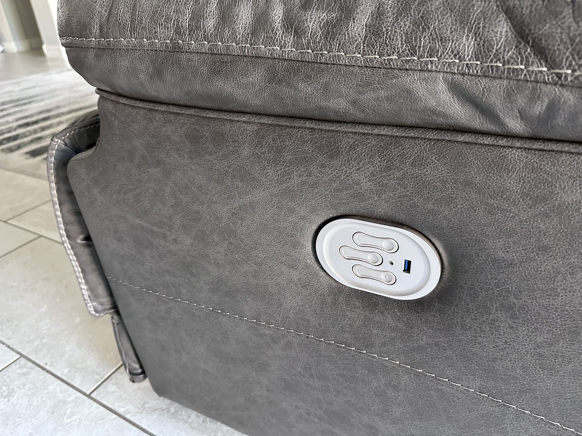 3 Piece Premium Gray Leather Ashley Furniture