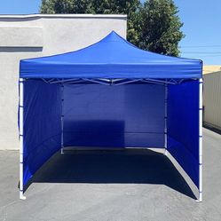 New in box $129 Heavy Duty White 10x10 ft Canopy with 3 Sidewalls EZ Popup Outdoor Gazebo, Carry Bag 