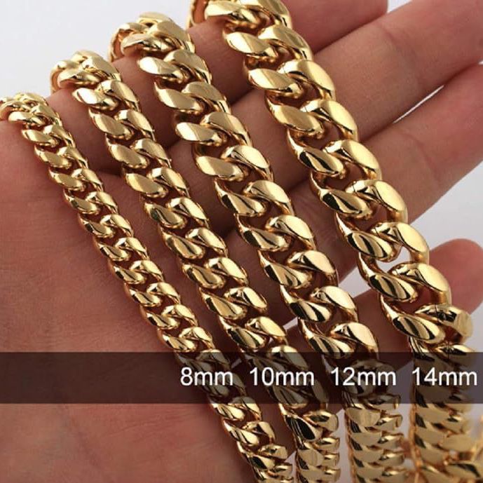 Mens Heavy 14K Gold Miami Cuban link Chain Necklace