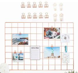 Rose Gold Wall Wire Grid - Set Of 6