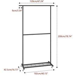 Two Extra Tall Rolling Clothing Racks 