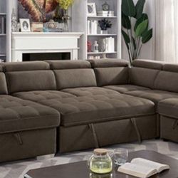 Brand New Brown Sectional Sofa Storage Sleeper 