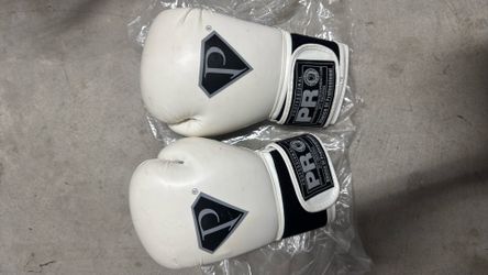 PRO Boxing 10 oz White Boxing Gloves Hook & Loop Sparring Training Punching Bag