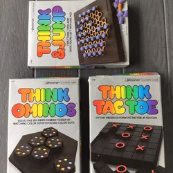 Lot of 3 Vintage 1984 Pressman Think Ominos Think & Jump Think Tac Toe Solitaire Game Complete Set VGC