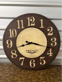 Large S. W. Clock Co. Wall Clock
