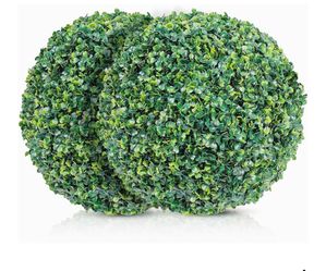 DRAY 16.14" Faux Boxwood Balls - Set of 2 Artificial Topiary Spheres for Outdoor & Indoor Use - Realistic, UV-Resistant, Weatherproof Decorative Green