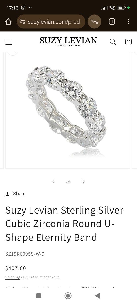 Suzy Levian 925 Sterling Silver Eternity Band Ring with White Cubic Zirconia Stones – Size 9