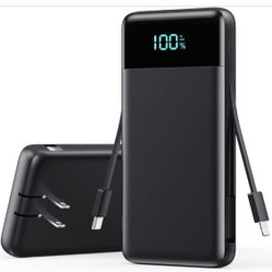 Portable Charger with Built-in AC Plug and Cables,13800mAh All in One USB C Fast Charging Power Bank,Travel Essentials Portable Phone Charger Battery 